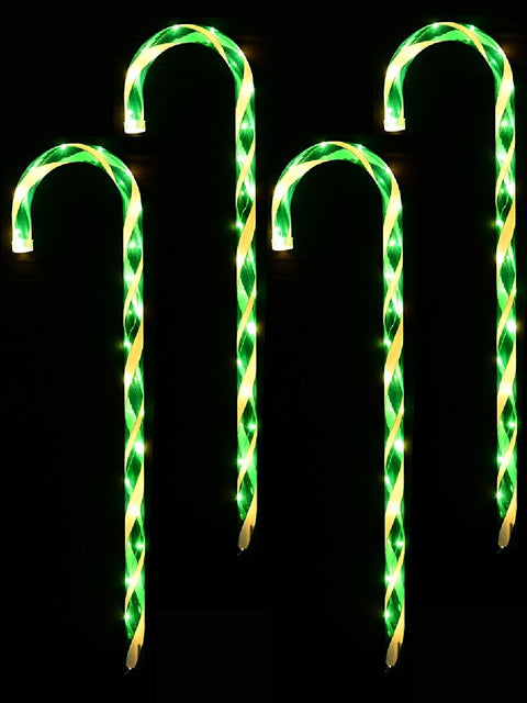 Christmas Warehouse - LITEPT14 4x LED Christmas Candy Cane Path Lights - Green & White Garden Stakes | 80cm Green & White