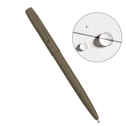 Rite In The Rain All Weather Metal Clicker Pen with Clip Refillable - Flat Dark Earth - Black Ink