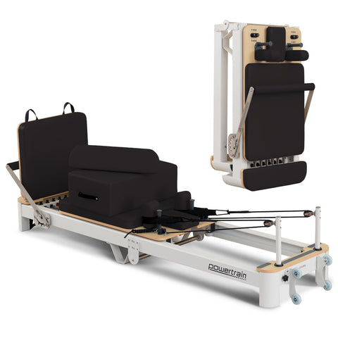 Powertrain Velora Pilates Reformer Machine Aluminum Foldable Multifunctional Home Gym Equipment (Black)
