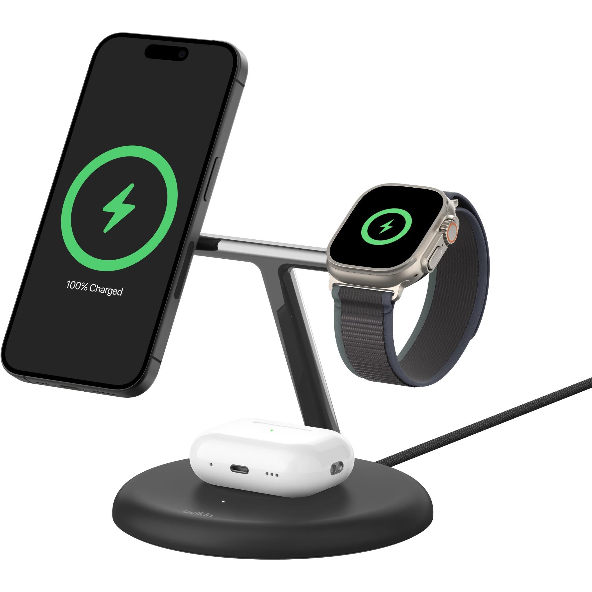 BoostCharge Pro 3-in-1 Magnetic Wireless Charging Stand with Qi2