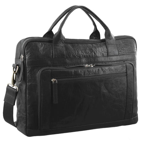 Pierre Cardin Leather 15" Laptop Bag (Black)