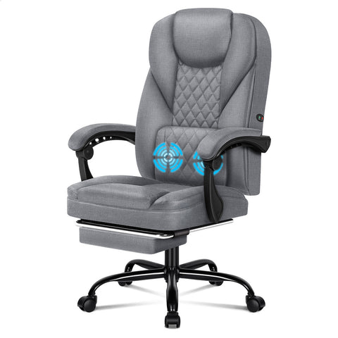 ALFORDSON Massage Office Chair Executive Fabric Seat Recliner Computer (Grey)