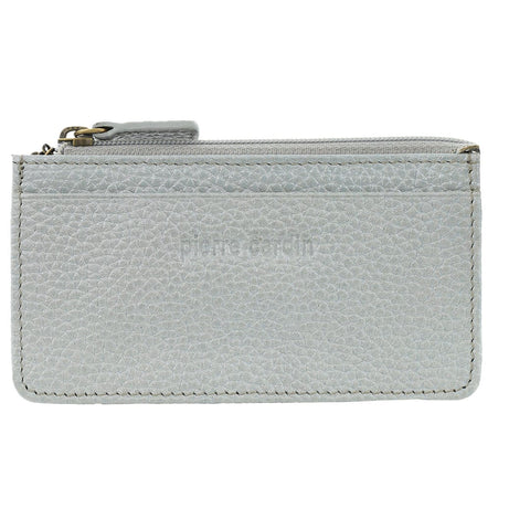 Pierre Cardin Women's Leather Coin Purse with Keyring Wallet 12.5cm Silver