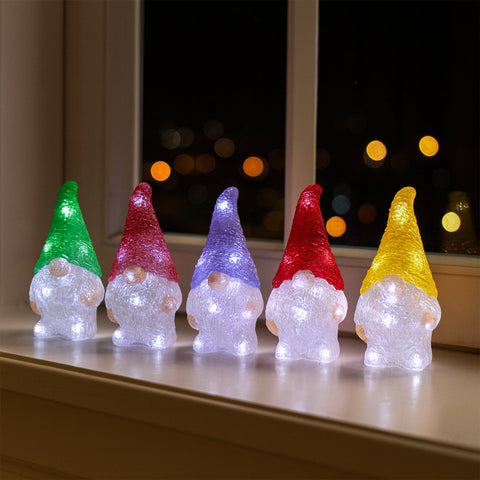 Lexi Lighting Acrylic Mini Gonk Christmas Lights Set of 5