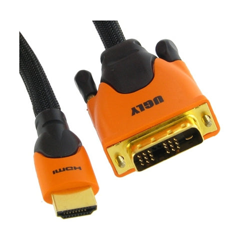 5m Ugly HDMI to DVI Digital Video Converter Adaptor Cable 28AWG Gold Plated OFC