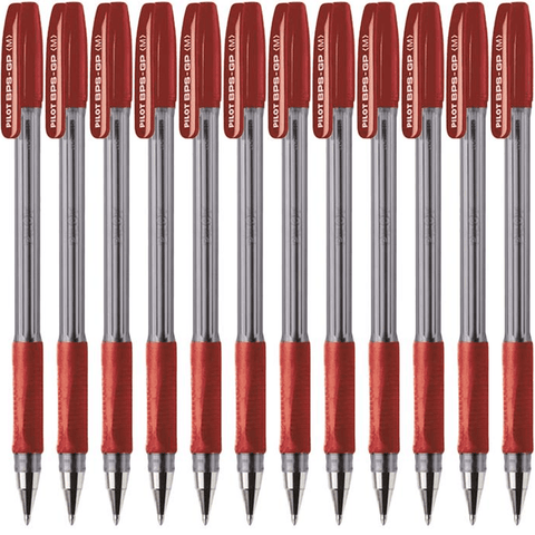 Pilot BPS-GP Box 12 SuperGrip Ballpoint Pen Medium 1.0mm (Red)