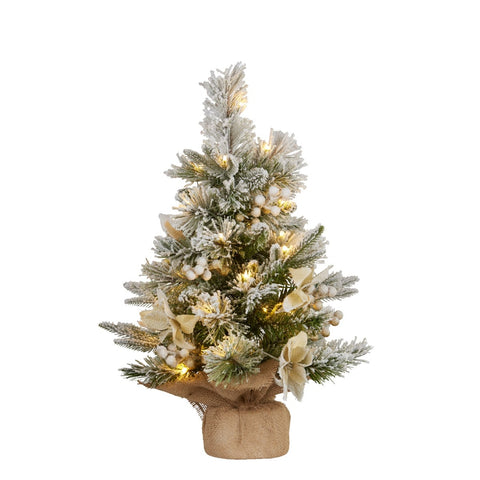Christabelle 2ft Christmas Tree with Lights - Potted Frosted Colonial