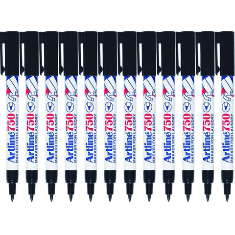 Artline 750 Box 12 Laundry Fabric Permanent Marker 0.7mm Bullet (Black)
