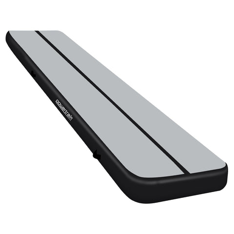 Powertrain 8m x 1m x 20cm Air Track Inflatable Gymnastics Mat Tumbling (Grey Black)