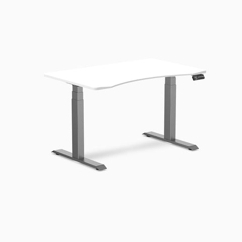 Desky Dual Ergo Edge Sit Stand Desk 120cm White Desktop and Space Grey Frame