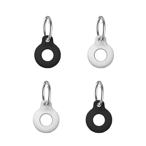 Laser Silicone Key Ring Holder/Protector Case For Apple AirTag 4-pack Black/White
