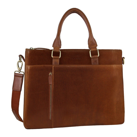 Pierre Cardin Men’s Leather Briefcase 15″ Tan