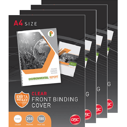 GBC Binding Covers 250 Micron A4 (Clear) [4 Pack]