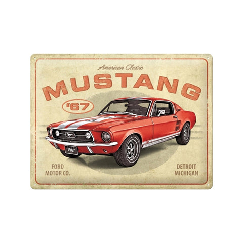 Nostalgic-Art Ford Mustang Red 1967 GT 30x40cm Large Metal Tin Sign Plaque