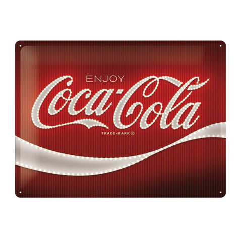 Nostalgic-Art Large Sign Plaque Coca Cola Logo Red Lights