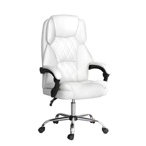 Artiss Executive Office Chair Leather Recliner (White)