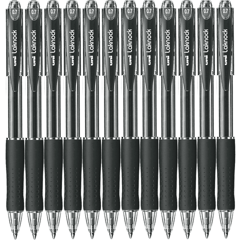 Uni-Ball SN-100 Laknock Retractable Ballpoint Pen Fine 0.7mm (Black) [Box 12]