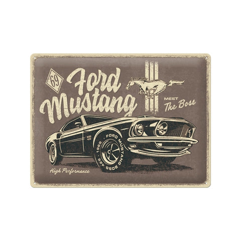 Nostalgic-Art Ford Mustang Meet The Boss 30x40cm Large Metal Tin Sign Plaque