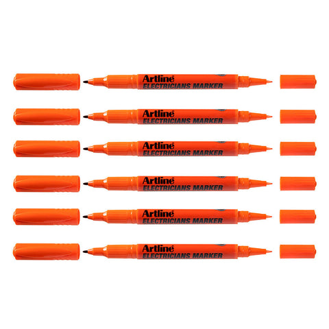 Artline Electricians Permanent Marker 1/4mm Dual Nib (Orange) [12-Pieces]