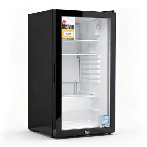 Devanti 78L Bar Fridge Glass Door Mini Fridge Countertop Cooler Black