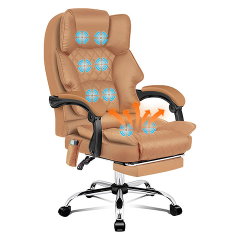 ALFORDSON Massage Office Chair Executive Heated Seat Computer Recliner (Brown)