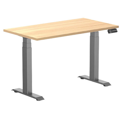 Desky Dual Mini Sit Stand Desk 1100x600 (Sublime Teak Desktop/Space Grey Frame)