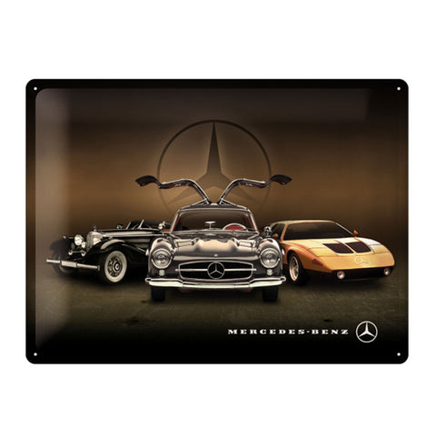 Nostalgic-Art Large Sign Plaque Mercedes Benz 3 Cars