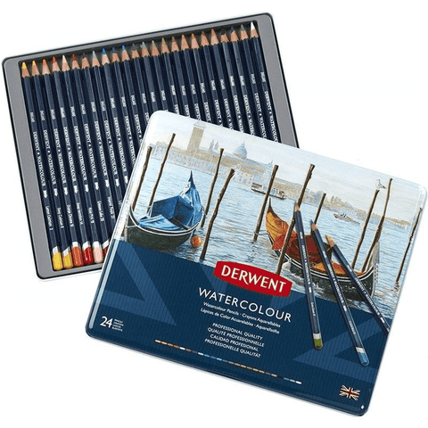 Derwent Watercolour Colour Pencils Tin 24 Coloured