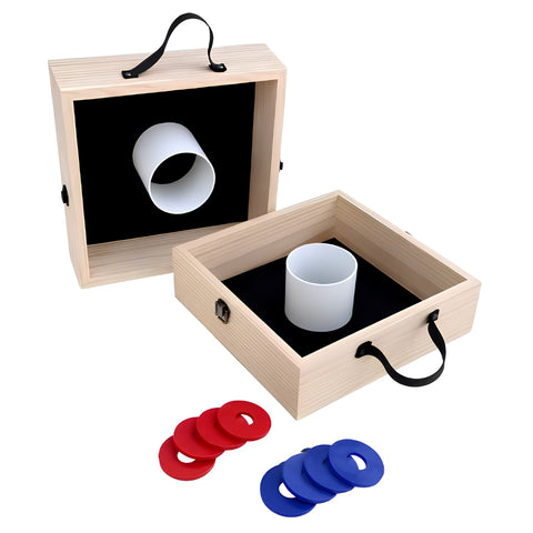 Jenjo Games Washers Game Set - 30.5x30.5cm Black Box with Red & Blue Washers