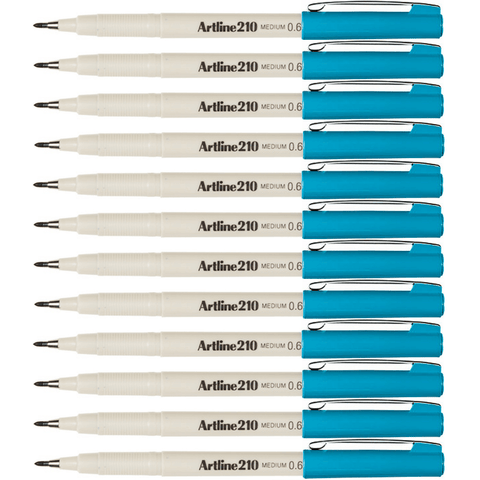 Artline 210 Fineline Fibre Tip Pen 0.6mm (Sky Light Blue) [Box 12]