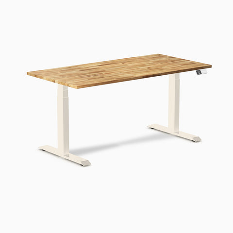 Desky Dual Hardwood Sit Stand Desk 150cm Acacia Desktop and Wheat Frame