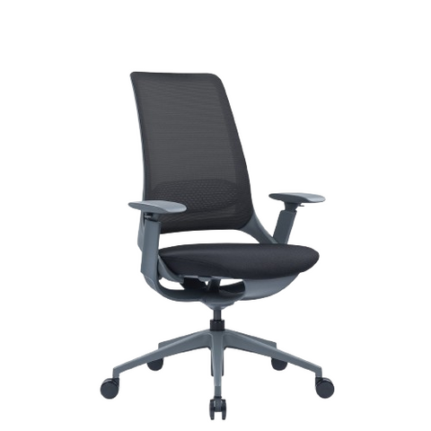 Desky Pulse Supportive Desk Chair No Headrest (Black/Grey)