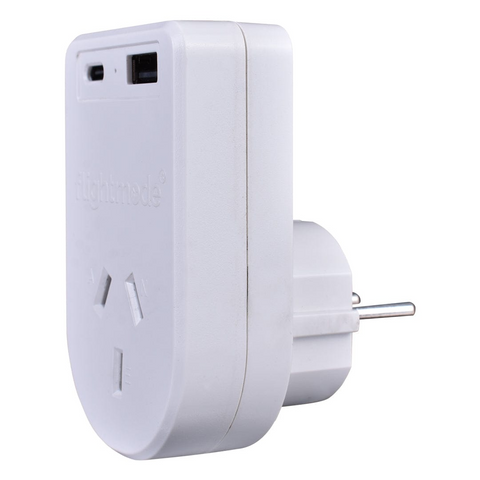 Flight Mode Outbound Travel Adapter Earthed with USB C and A