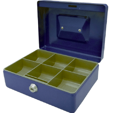 Esselte No.8 Classic Cash Coins Storage Box 200x150x80mm Blue Lockable