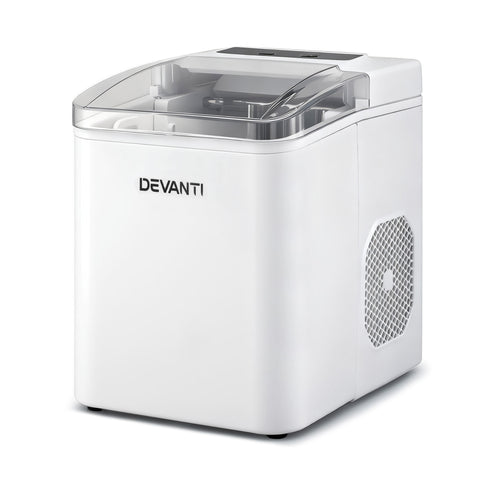 Devanti Ice Maker Machine Portable 12kg Countertop with Self-cleaning 1.2L (White)
