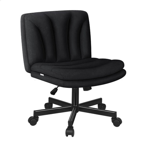ALFORDSON Armless Office Desk Chair Mid Back Wide Seat Fabric (Black)
