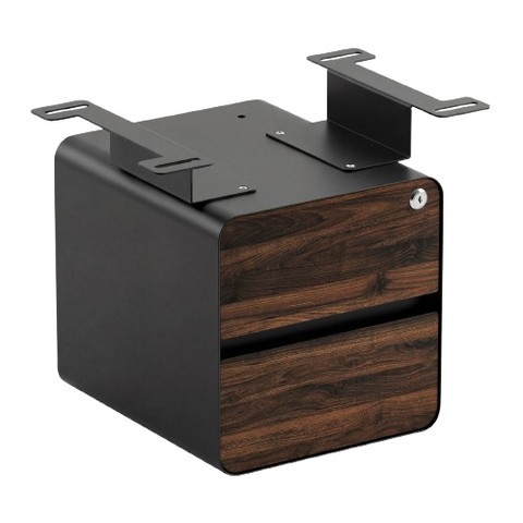 Desky Minimal Under Desk Cabinet - Jarrah Legno Melamine / Black