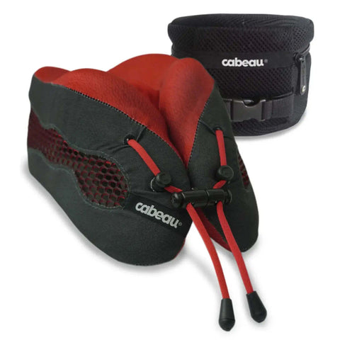 Cabeau Evolution Cool 2.0 Memory Foam Travel Pillow with Ear Plugs and Travel Bag (Red)