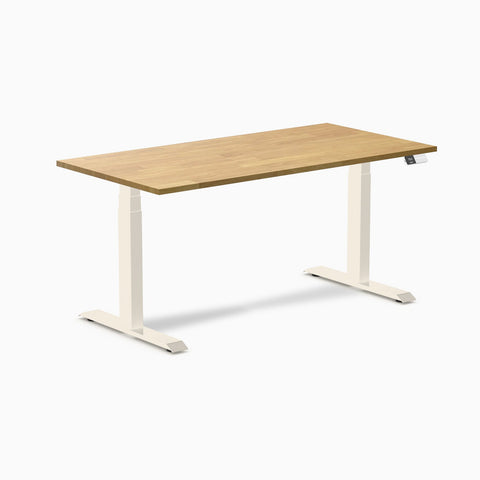 Desky Dual Rubberwood Sit Stand Desk 150cm Light Oak Desktop and Wheat Frame
