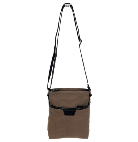 FIB Byron Canvas Sling Bag Shoulder Travel Cross Body - Brown