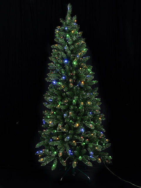 Christmas Warehouse - TREEPG18 1.8m Pine Gorge Dual LED Pre-Lit Christmas Tree | 602 Tips & 250 Lights Green with Warm White & Multi Colour
