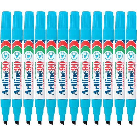 Artline 90 Box 12 Permanent Marker Chisel Tip 2-5mm (Light Sky Blue)