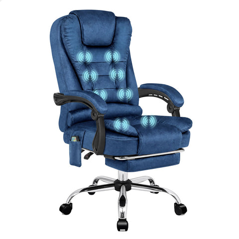 ALFORDSON Office Chair Massage Heated Seat Velvet (Blue)