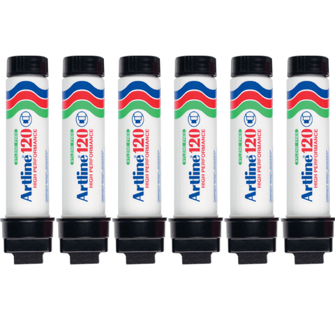 Artline 120 Box 6 Permanent Marker 20mm Chisel Nib (Black)