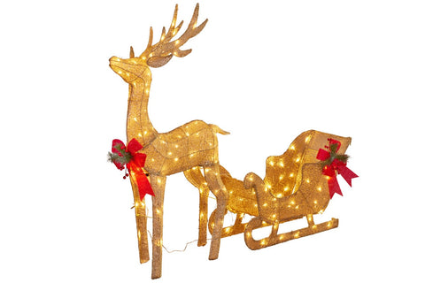 Christabelle LED Lighted Christmas Sleigh & Reindeer Decoration