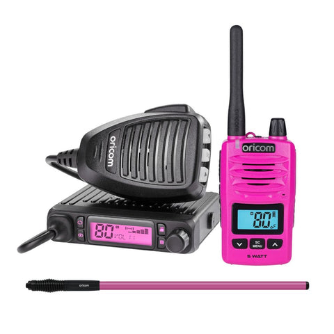 Oricom DTX4300 IP54 Micro 5 Watt UHF CB Radio + DTX600 IP67 5W Handheld + ANU316 4.5dBi Antenna (DTX4300PNK)