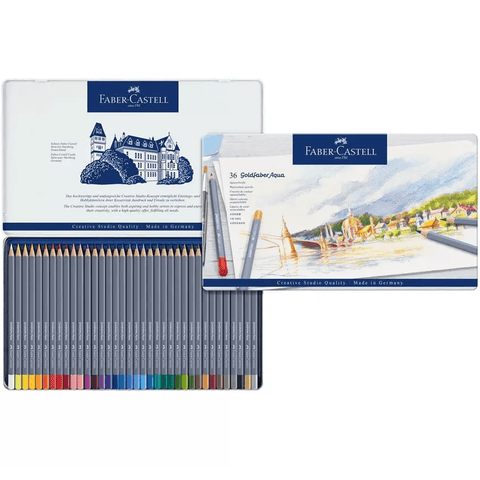 Faber-Castell 36x GoldFaber Aqua Watercolour Colour Pencils Tin