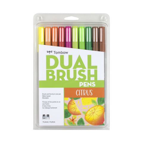 Tombow Dual Brush Pen Marker Drawing/Sketching Set (Citrus) [10-Pieces]