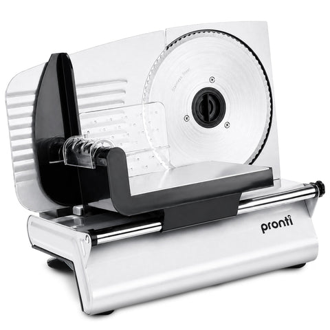 Pronti Electric Deli and Food Slicer 200W with 2 Stainless Blades - Silver