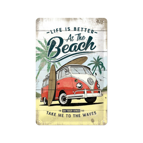 Nostalgic-Art 20x30cm Medium Metal Wall Hanging Sign Plaque VW Bulli Beach